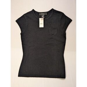 EXPRESS Women's Small Black 100% Cashmere Short Cap Sleeves Sweater Luxury